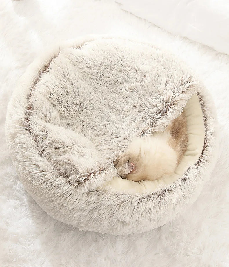 Winter Cat Bed Round Plush Warm Soft Pet Bed for Cat Soft Long Plush Mat For Small Dogs Puppy Sleeping bag Cats Nest - Your Healthy Version