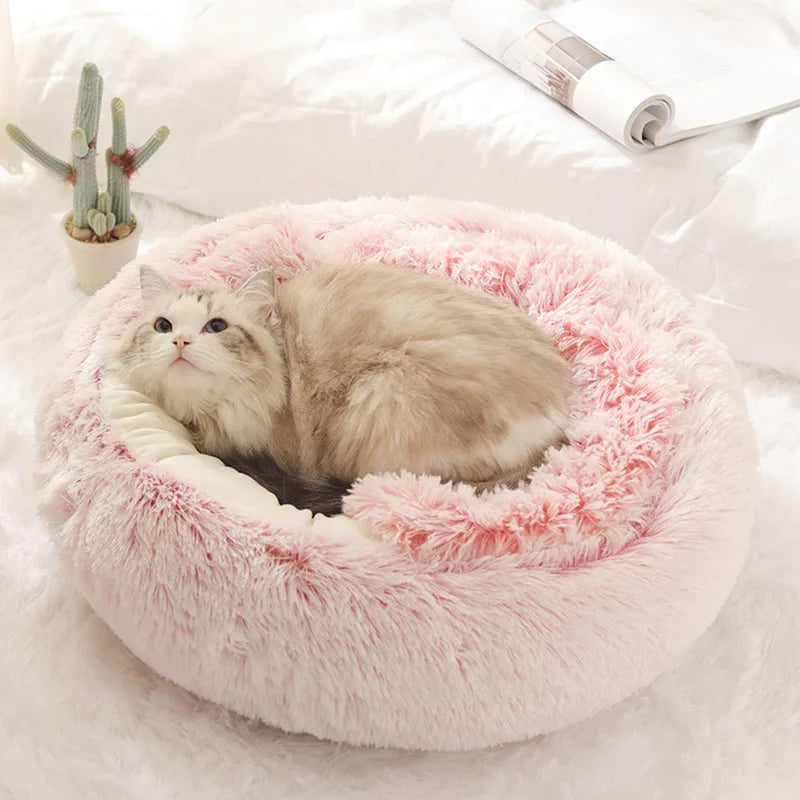 Winter Cat Bed Round Plush Warm Soft Pet Bed for Cat Soft Long Plush Mat For Small Dogs Puppy Sleeping bag Cats Nest - Your Healthy Version