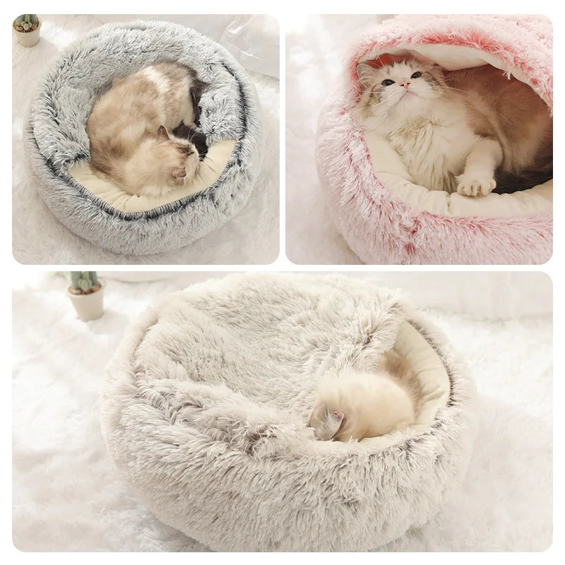 Winter Cat Bed Round Plush Warm Soft Pet Bed for Cat Soft Long Plush Mat For Small Dogs Puppy Sleeping bag Cats Nest - Your Healthy Version