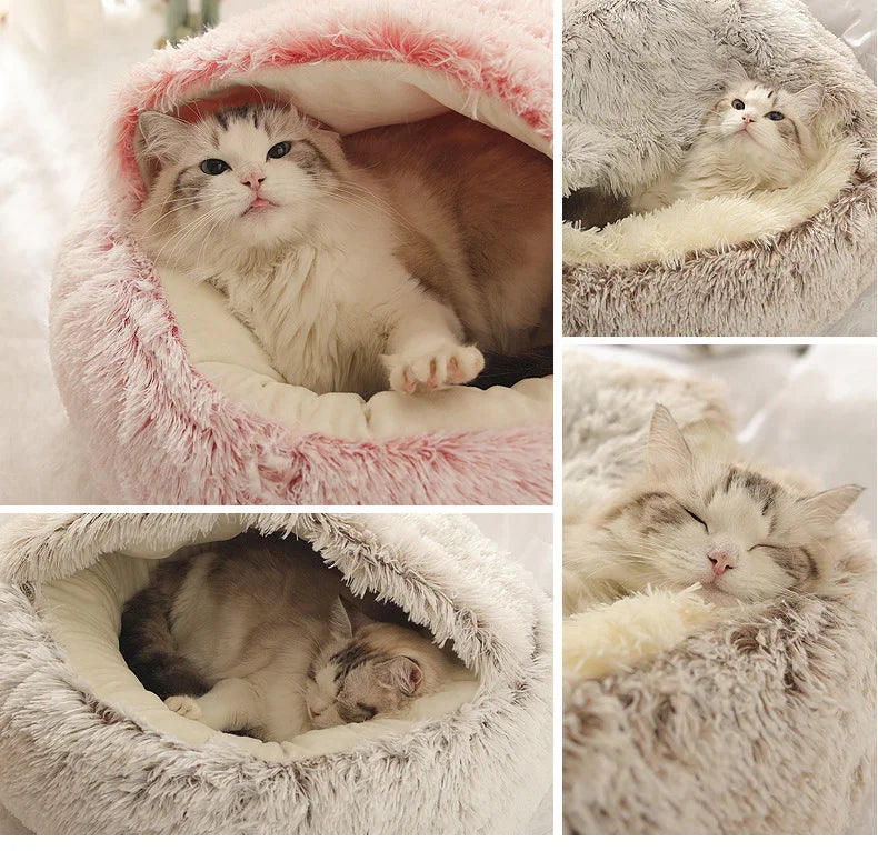 Winter Cat Bed Round Plush Warm Soft Pet Bed for Cat Soft Long Plush Mat For Small Dogs Puppy Sleeping bag Cats Nest - Your Healthy Version