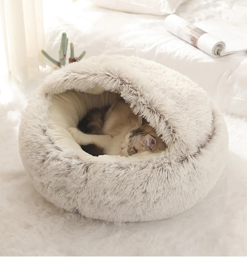 Winter Cat Bed Round Plush Warm Soft Pet Bed for Cat Soft Long Plush Mat For Small Dogs Puppy Sleeping bag Cats Nest - Your Healthy Version