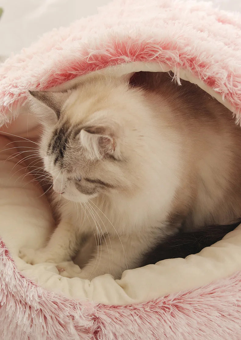 Winter Cat Bed Round Plush Warm Soft Pet Bed for Cat Soft Long Plush Mat For Small Dogs Puppy Sleeping bag Cats Nest - Your Healthy Version