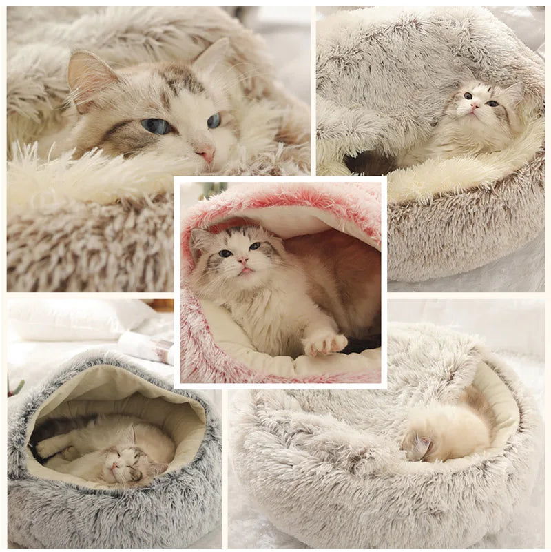Winter Cat Bed Round Plush Warm Soft Pet Bed for Cat Soft Long Plush Mat For Small Dogs Puppy Sleeping bag Cats Nest - Your Healthy Version