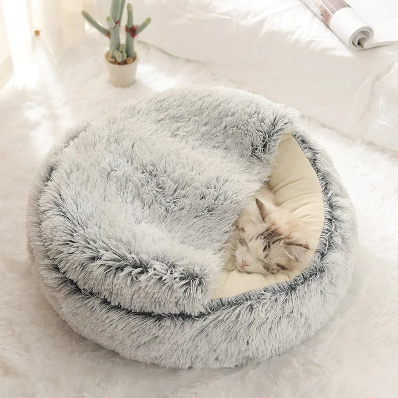 Winter Cat Bed Round Plush Warm Soft Pet Bed for Cat Soft Long Plush Mat For Small Dogs Puppy Sleeping bag Cats Nest - Your Healthy Version
