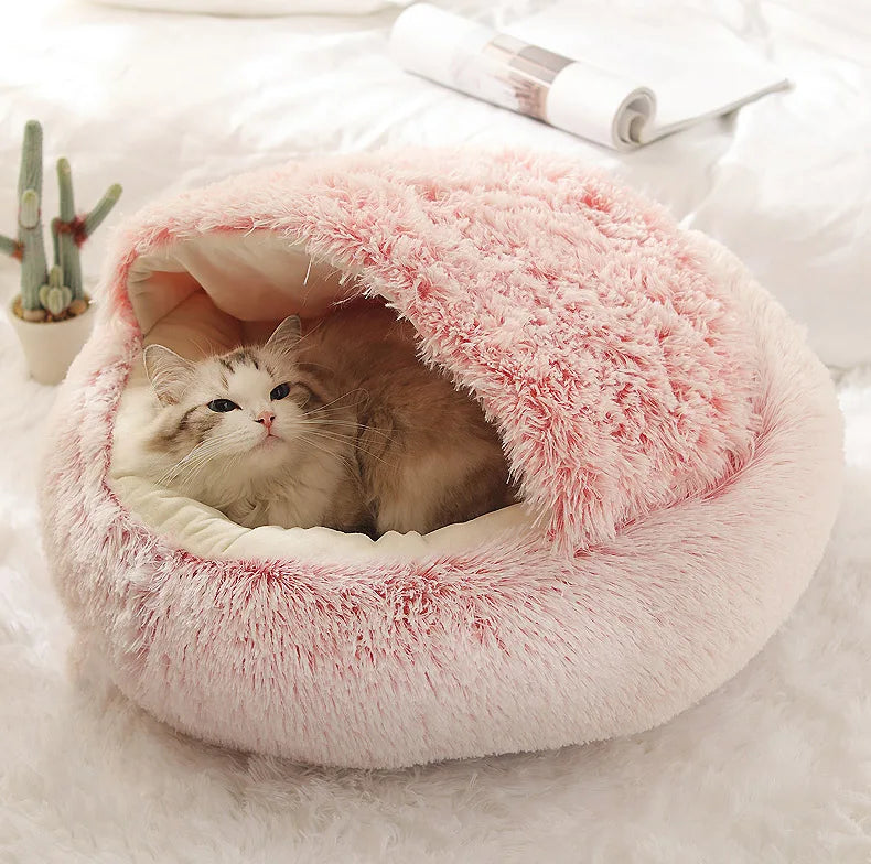 Winter Cat Bed Round Plush Warm Soft Pet Bed for Cat Soft Long Plush Mat For Small Dogs Puppy Sleeping bag Cats Nest - Your Healthy Version