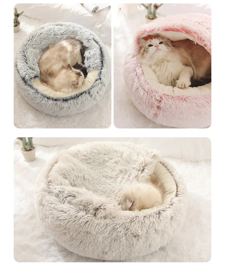 Winter Cat Bed Round Plush Warm Soft Pet Bed for Cat Soft Long Plush Mat For Small Dogs Puppy Sleeping bag Cats Nest - Your Healthy Version