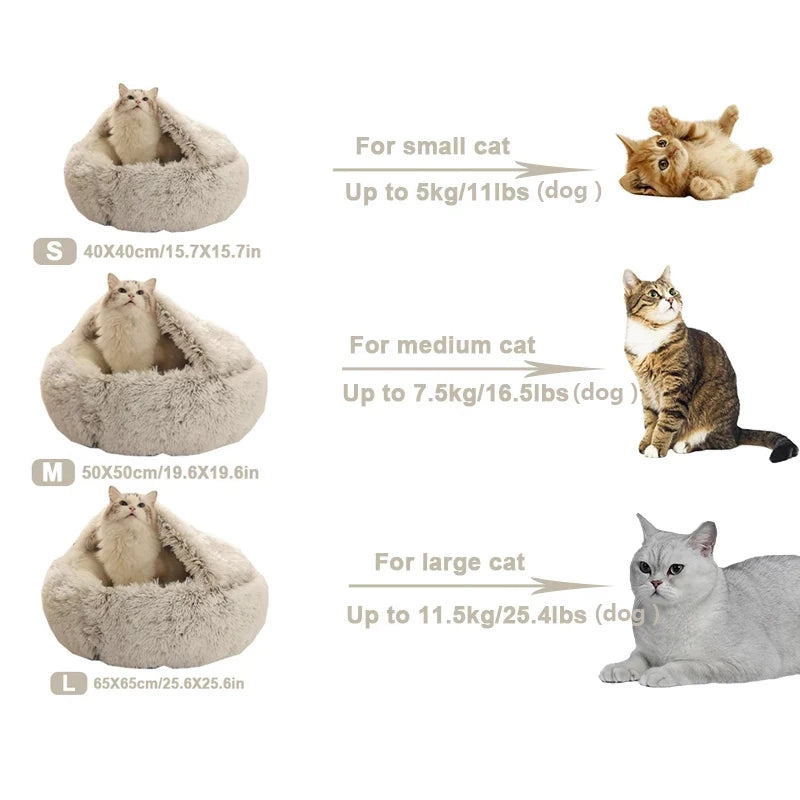 Winter Cat Bed Round Plush Warm Soft Pet Bed for Cat Soft Long Plush Mat For Small Dogs Puppy Sleeping bag Cats Nest - Your Healthy Version
