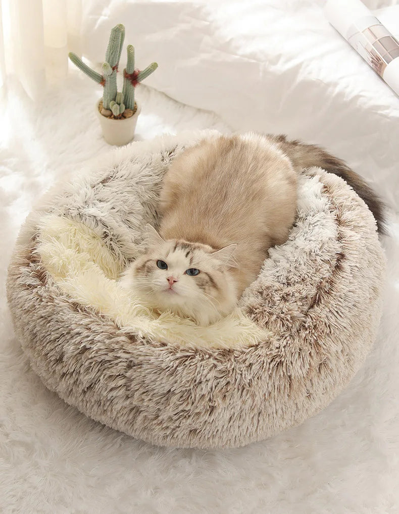 Winter Cat Bed Round Plush Warm Soft Pet Bed for Cat Soft Long Plush Mat For Small Dogs Puppy Sleeping bag Cats Nest - Your Healthy Version