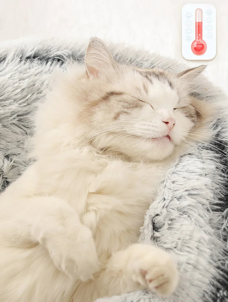 Winter Cat Bed Round Plush Warm Soft Pet Bed for Cat Soft Long Plush Mat For Small Dogs Puppy Sleeping bag Cats Nest - Your Healthy Version