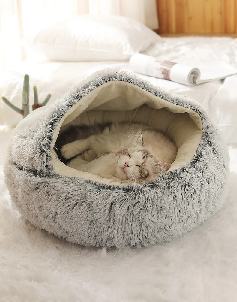 Winter Cat Bed Round Plush Warm Soft Pet Bed for Cat Soft Long Plush Mat For Small Dogs Puppy Sleeping bag Cats Nest - Your Healthy Version