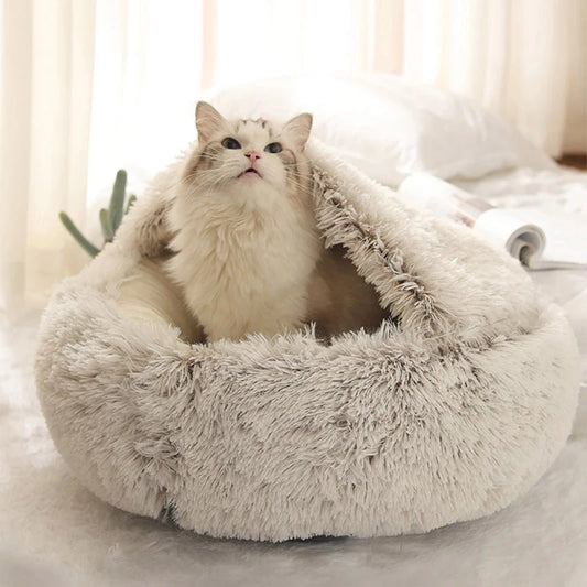 Winter Cat Bed Round Plush Warm Soft Pet Bed for Cat Soft Long Plush Mat For Small Dogs Puppy Sleeping bag Cats Nest - Your Healthy Version