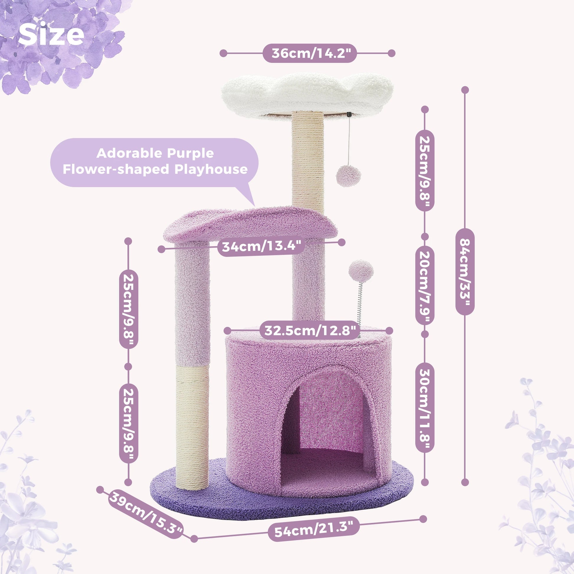 Flower Cat Tree with Natural Sisal Scratching Post, Cozy Cat Condo, Top Perch, Small Cat Tower for Small Indoor Cats, Pet Toys - Your Healthy Version