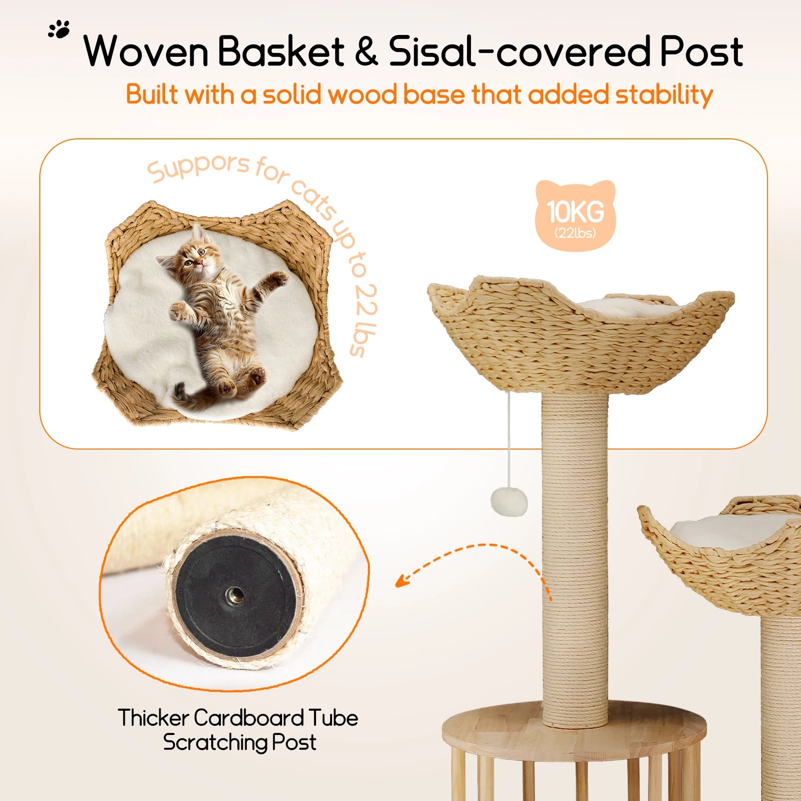3-Tier Cat Tree Padded Plush Napping Perches Kitten Condo Sisal Rope Scratching Posts and Hanging Toy Tower for Indoor Kitties - Your Healthy Version