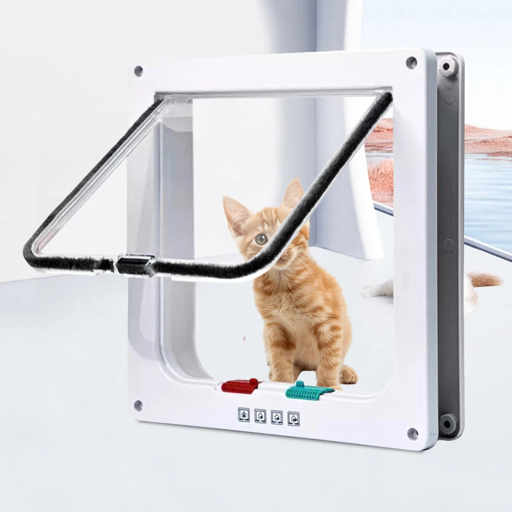 Smart Pet Door 4 Way Lock Security Flap Sliding Door Controllable Switch Cat Puppy Safety Gate Dog Kitten Flap Door Pet Supplies - Your Healthy Version