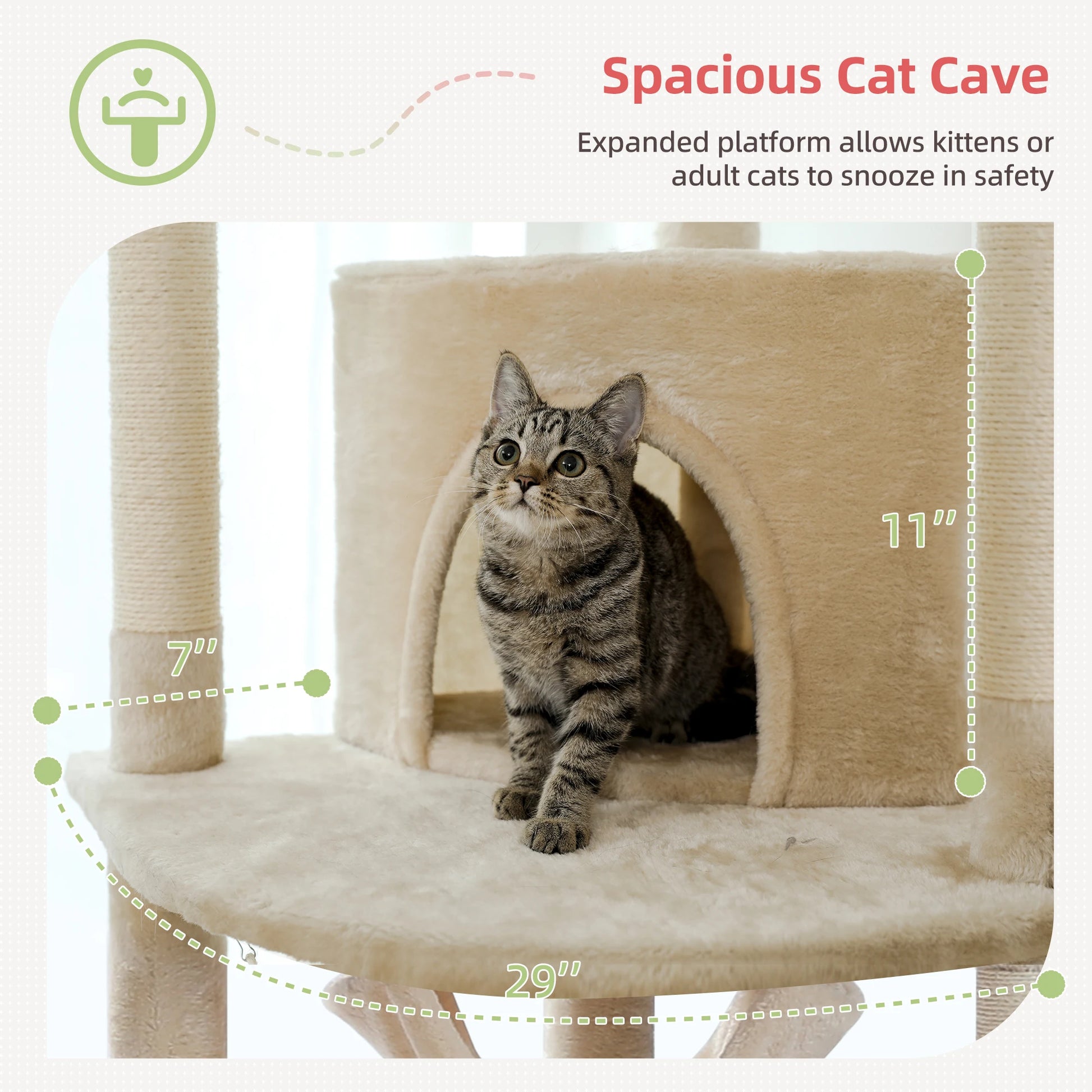 Floor to Ceiling Cat Tree Adjustable Cat Tower Tall Kitty Climbing Play House with Scratching Posts Cozy Condo Perches Hammock - Your Healthy Version