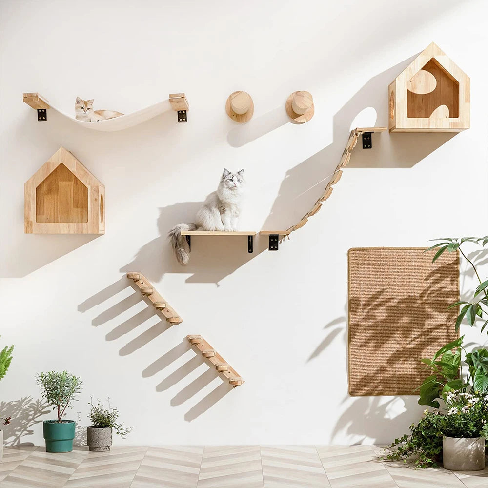 Cat Climbing Shelf Wall Mounted Four Step Stairway With Sisal Scratching Post For Cats Tree Tower Platform Jumping Pet Furniture - Your Healthy Version