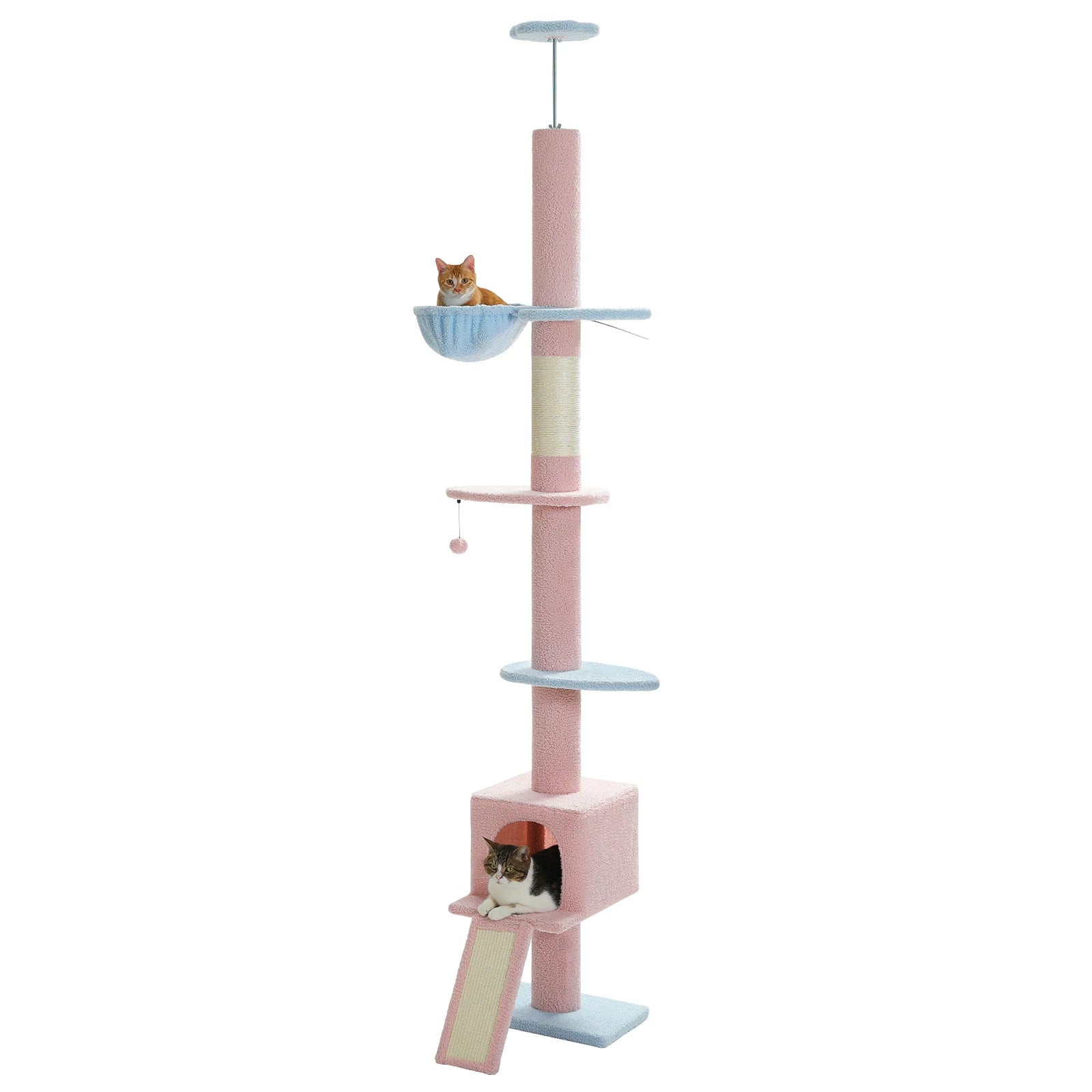 Adjustable 210-274CM Floor to Ceiling Cat Tree Tower 5 Tiers Climbing Tree for Indoor Cats with Condo Scratching Post Ladders - Your Healthy Version