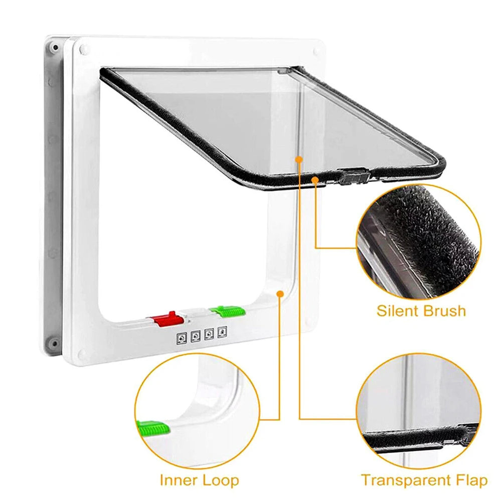 Smart Pet Door 4 Way Lock Security Flap Sliding Door Controllable Switch Cat Puppy Safety Gate Dog Kitten Flap Door Pet Supplies - Your Healthy Version