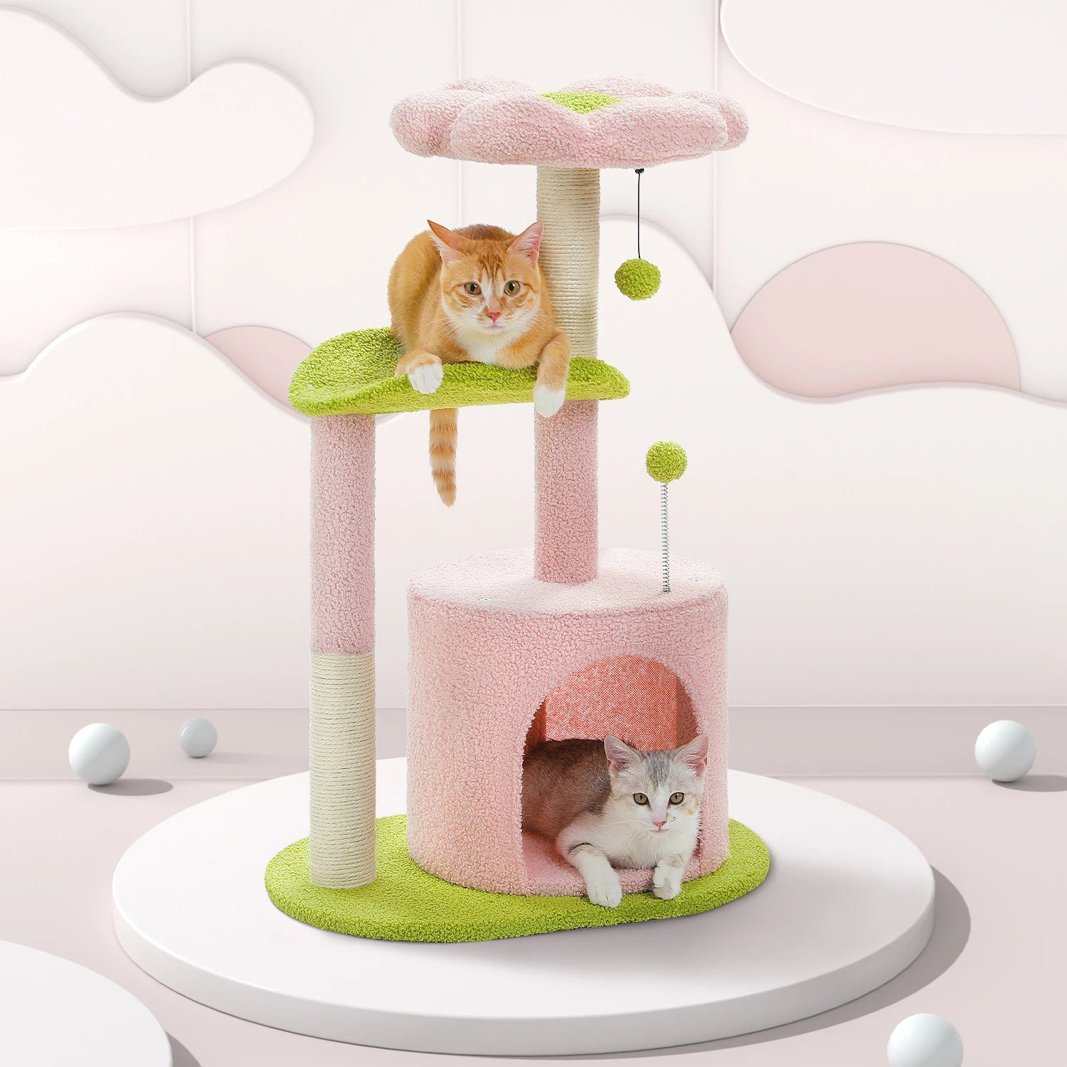 Flower Cat Tree with Natural Sisal Scratching Post, Cozy Cat Condo, Top Perch, Small Cat Tower for Small Indoor Cats, Pet Toys - Your Healthy Version