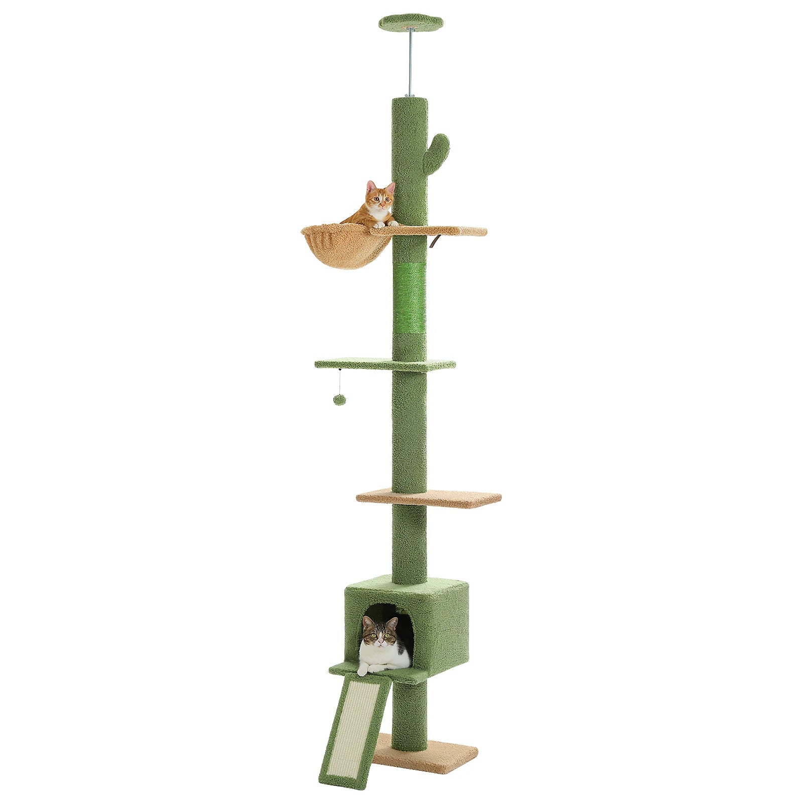 Adjustable 210-274CM Floor to Ceiling Cat Tree Tower 5 Tiers Climbing Tree for Indoor Cats with Condo Scratching Post Ladders - Your Healthy Version