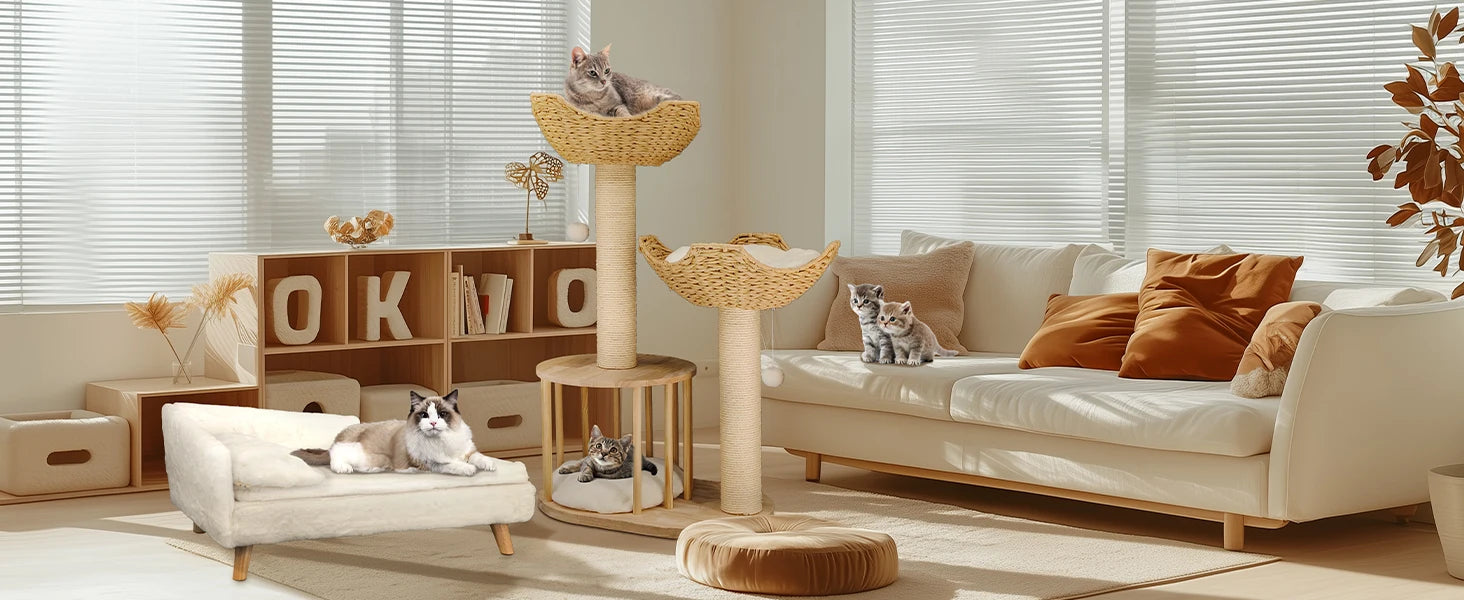 3-Tier Cat Tree Padded Plush Napping Perches Kitten Condo Sisal Rope Scratching Posts and Hanging Toy Tower for Indoor Kitties - Your Healthy Version