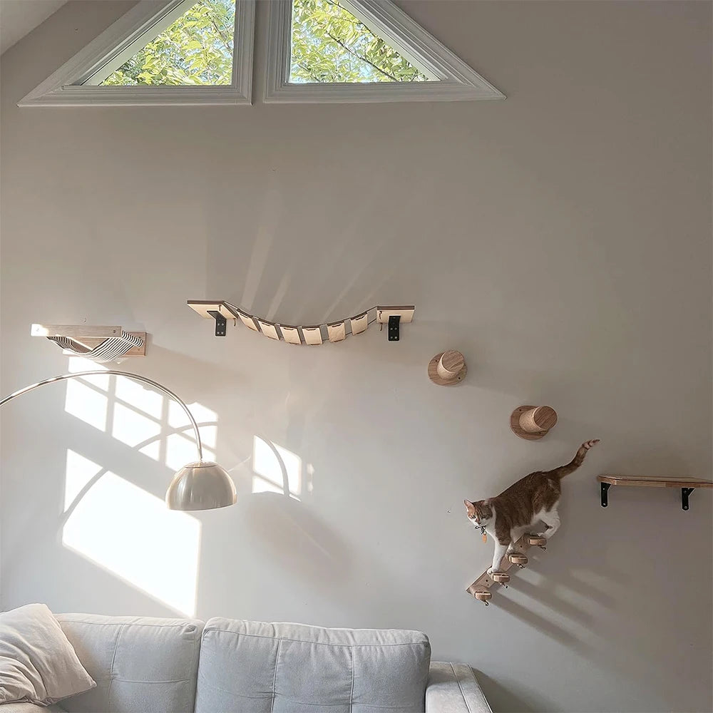 Cat Climbing Shelf Wall Mounted Four Step Stairway With Sisal Scratching Post For Cats Tree Tower Platform Jumping Pet Furniture - Your Healthy Version
