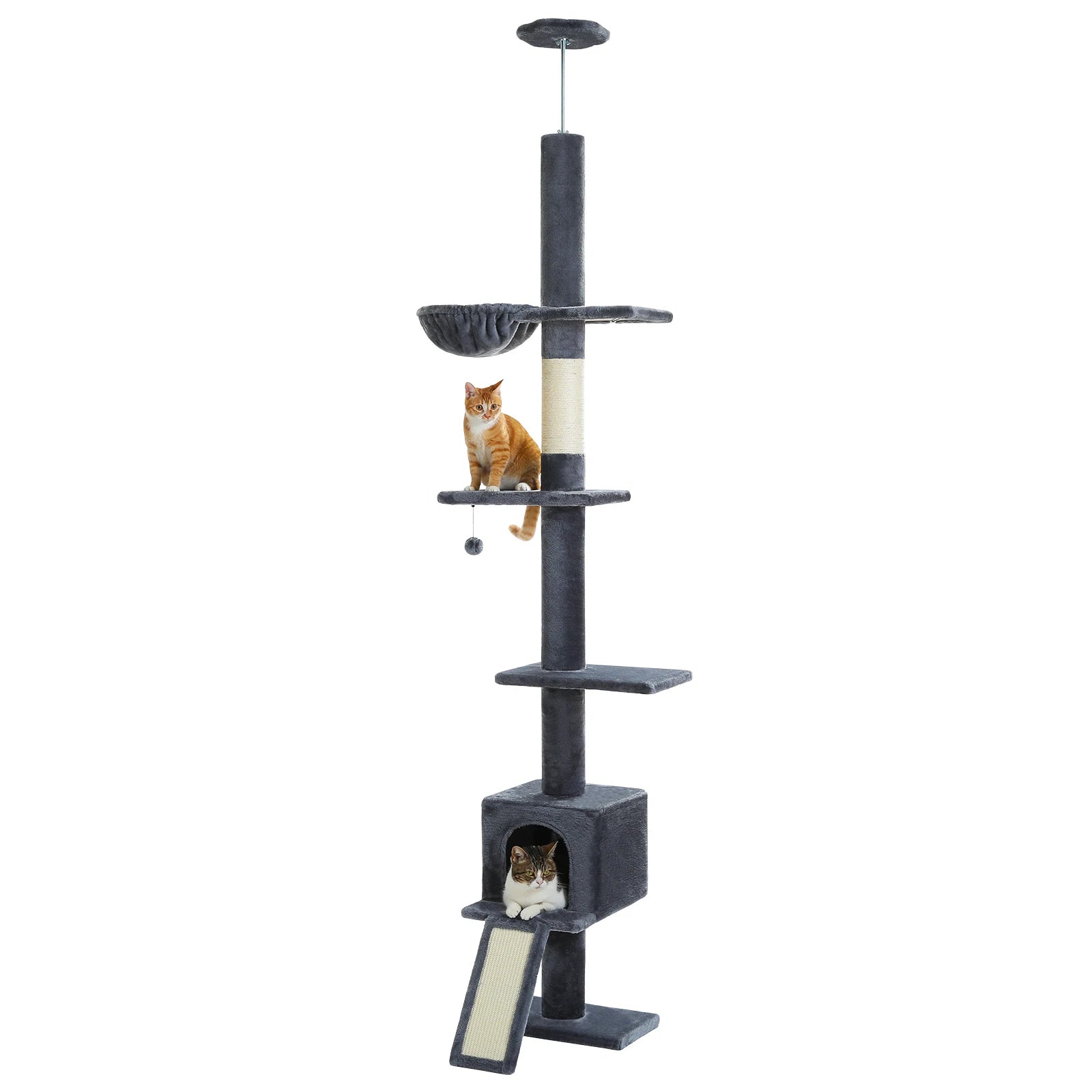 Adjustable 210-274CM Floor to Ceiling Cat Tree Tower 5 Tiers Climbing Tree for Indoor Cats with Condo Scratching Post Ladders - Your Healthy Version