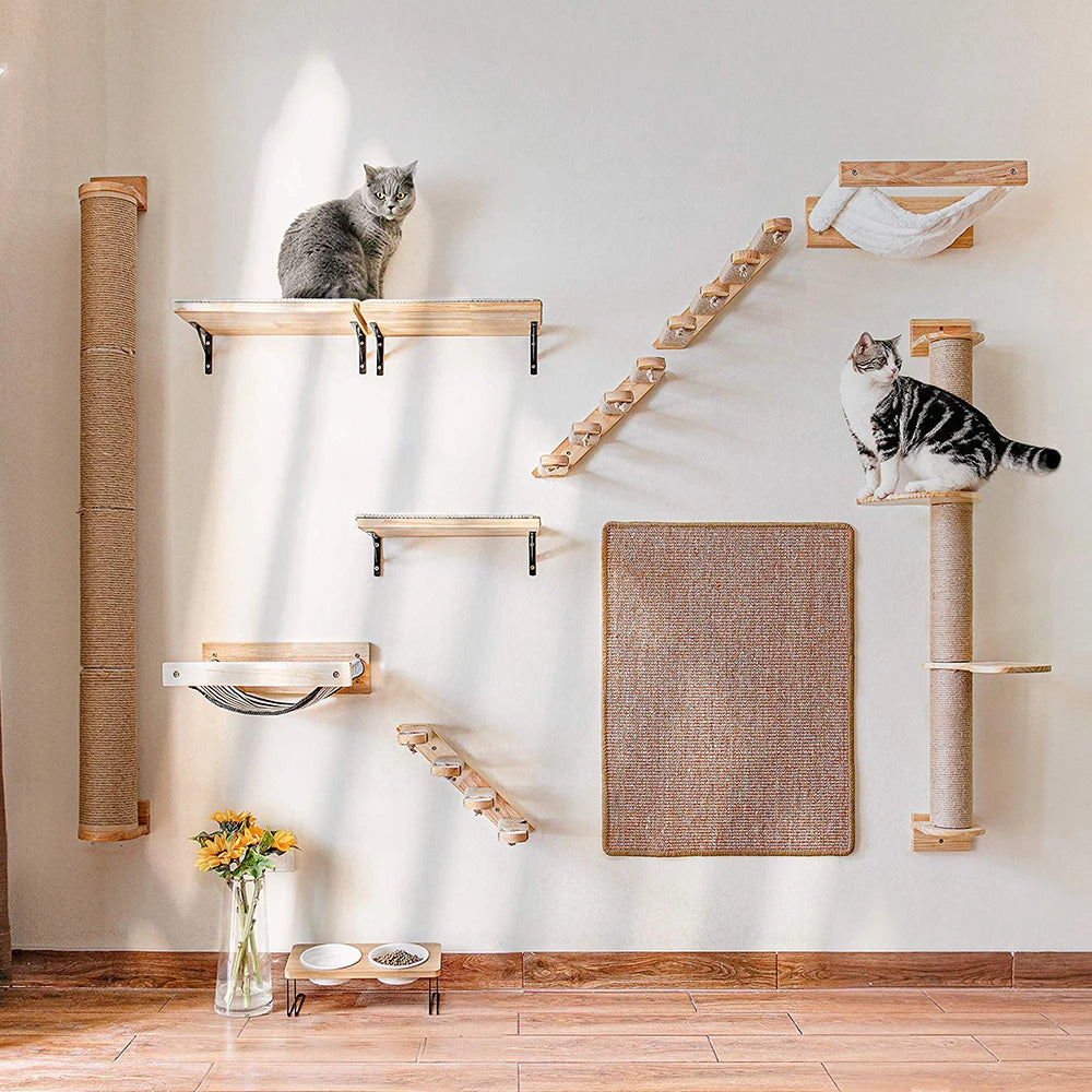 Cat Climbing Shelf Wall Mounted Four Step Stairway With Sisal Scratching Post For Cats Tree Tower Platform Jumping Pet Furniture - Your Healthy Version