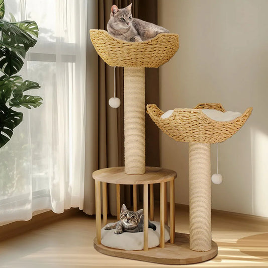 3-Tier Cat Tree Padded Plush Napping Perches Kitten Condo Sisal Rope Scratching Posts and Hanging Toy Tower for Indoor Kitties - Your Healthy Version