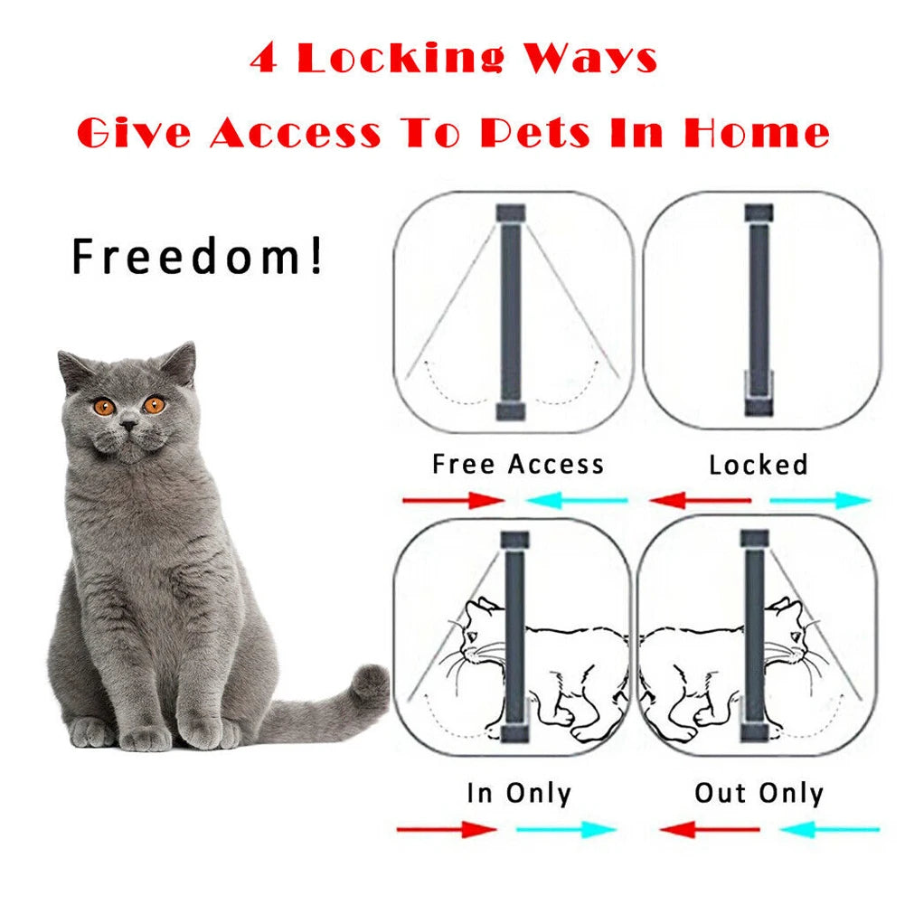 Smart Pet Door 4 Way Lock Security Flap Sliding Door Controllable Switch Cat Puppy Safety Gate Dog Kitten Flap Door Pet Supplies - Your Healthy Version