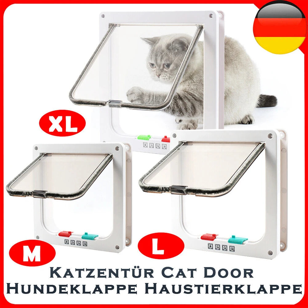 Smart Pet Door 4 Way Lock Security Flap Sliding Door Controllable Switch Cat Puppy Safety Gate Dog Kitten Flap Door Pet Supplies - Your Healthy Version