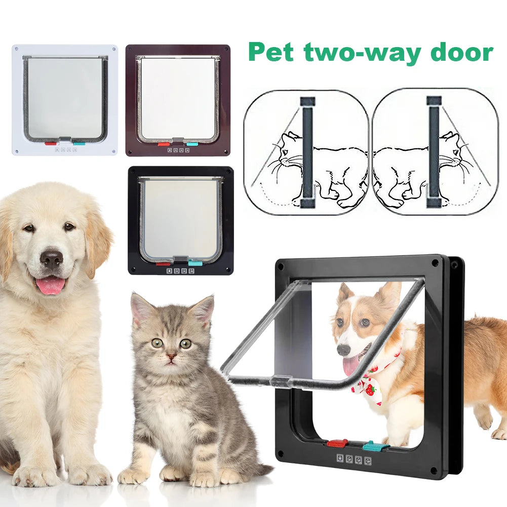 Smart Pet Door 4 Way Lock Security Flap Sliding Door Controllable Switch Cat Puppy Safety Gate Dog Kitten Flap Door Pet Supplies - Your Healthy Version