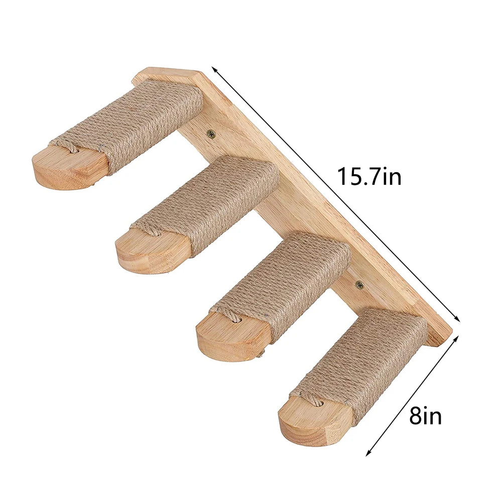 Cat Climbing Shelf Wall Mounted Four Step Stairway With Sisal Scratching Post For Cats Tree Tower Platform Jumping Pet Furniture - Your Healthy Version