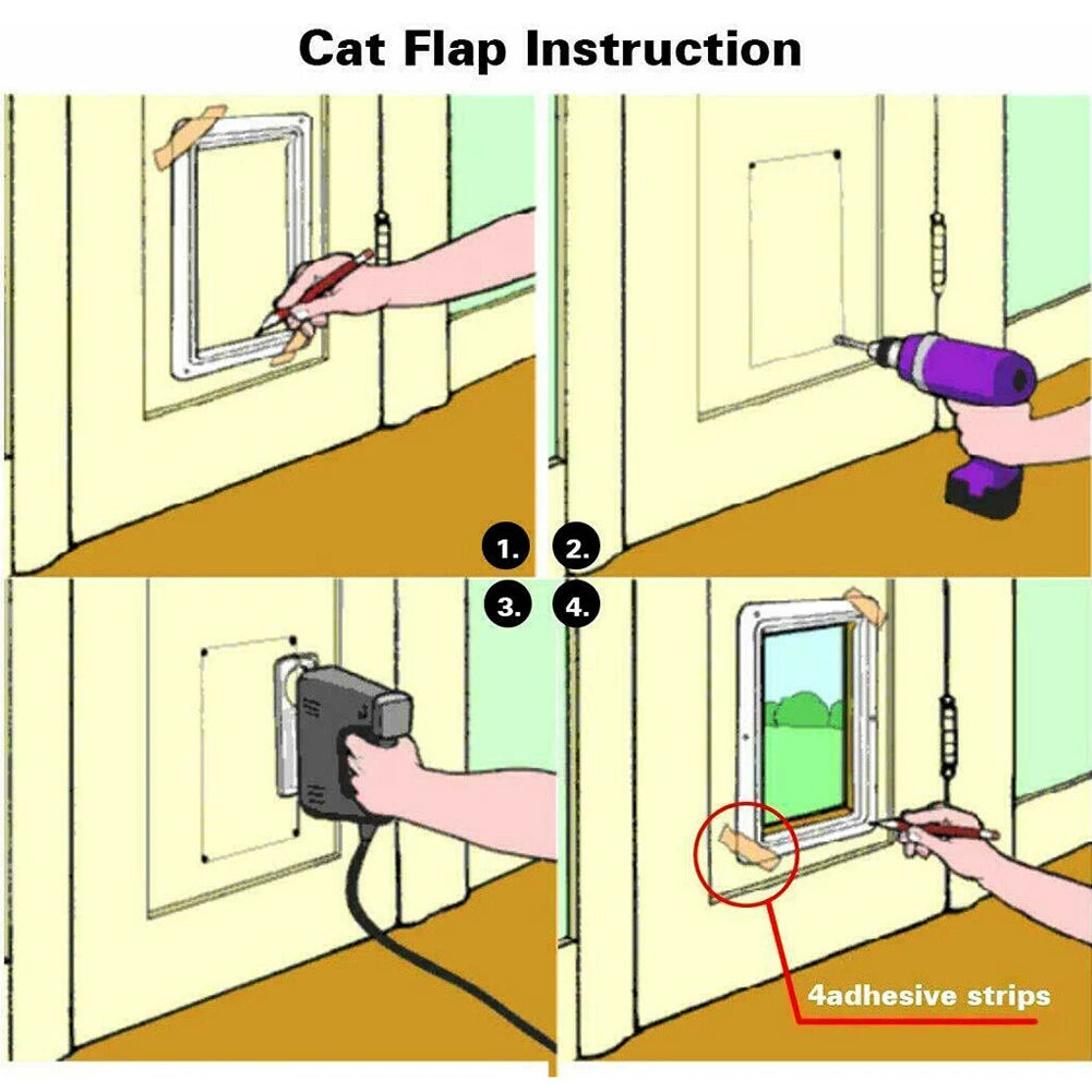Smart Pet Door 4 Way Lock Security Flap Sliding Door Controllable Switch Cat Puppy Safety Gate Dog Kitten Flap Door Pet Supplies - Your Healthy Version