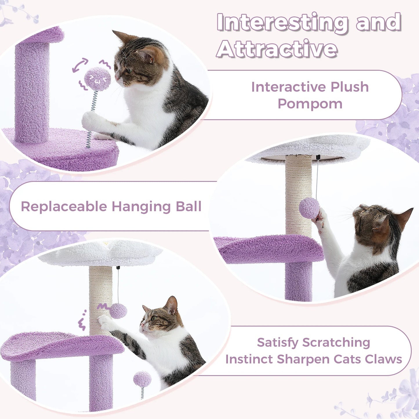 Flower Cat Tree with Natural Sisal Scratching Post, Cozy Cat Condo, Top Perch, Small Cat Tower for Small Indoor Cats, Pet Toys - Your Healthy Version