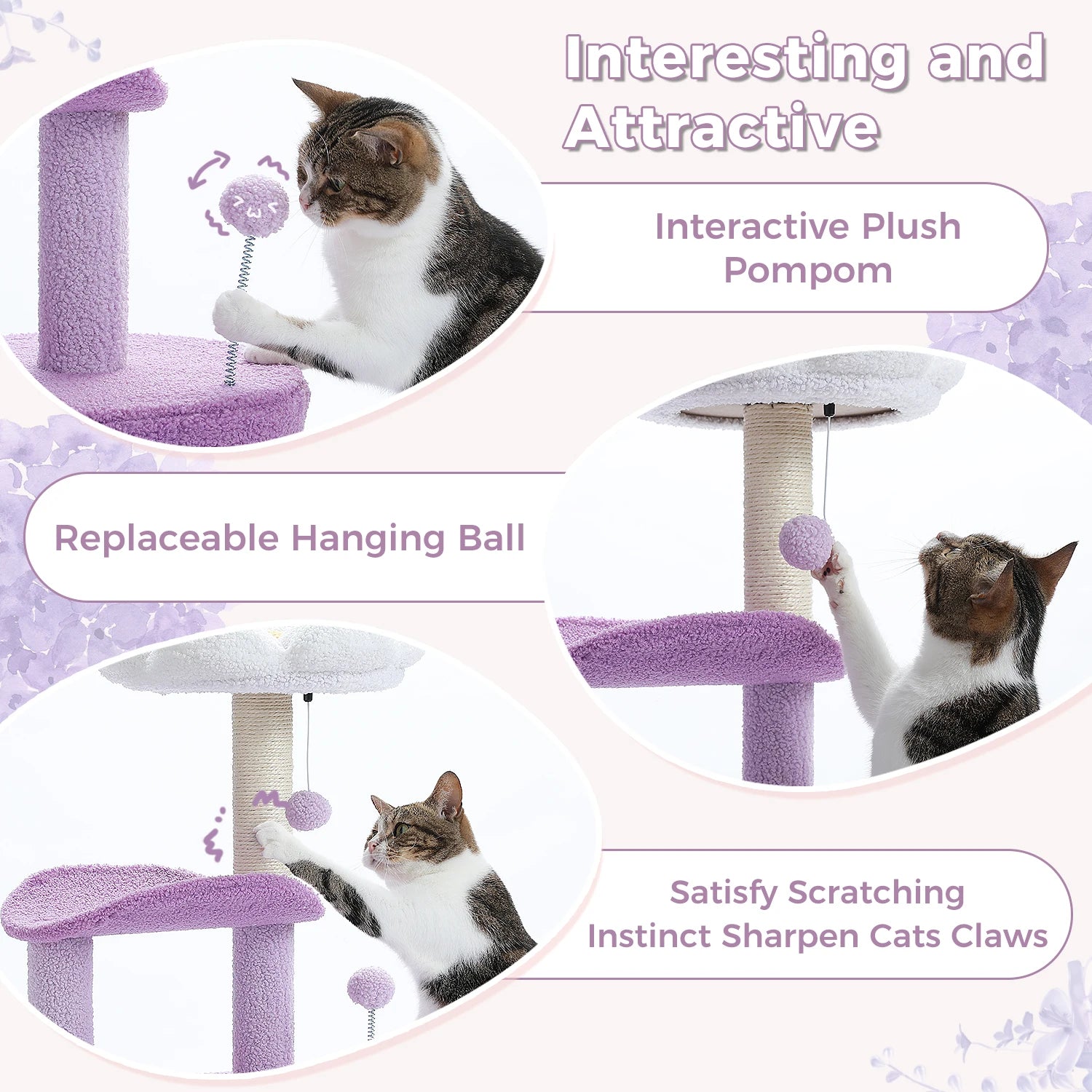 Flower Cat Tree with Natural Sisal Scratching Post, Cozy Cat Condo, Top Perch, Small Cat Tower for Small Indoor Cats, Pet Toys - Your Healthy Version