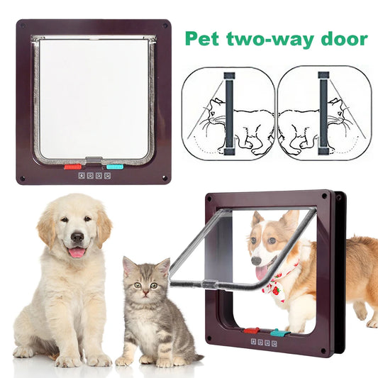 Smart Pet Door 4 Way Lock Security Flap Sliding Door Controllable Switch Cat Puppy Safety Gate Dog Kitten Flap Door Pet Supplies - Your Healthy Version