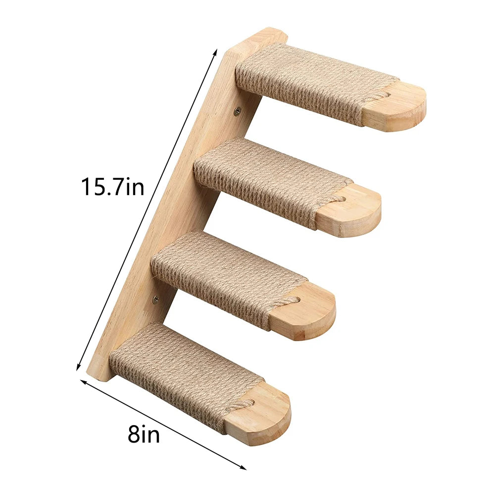 Cat Climbing Shelf Wall Mounted Four Step Stairway With Sisal Scratching Post For Cats Tree Tower Platform Jumping Pet Furniture - Your Healthy Version