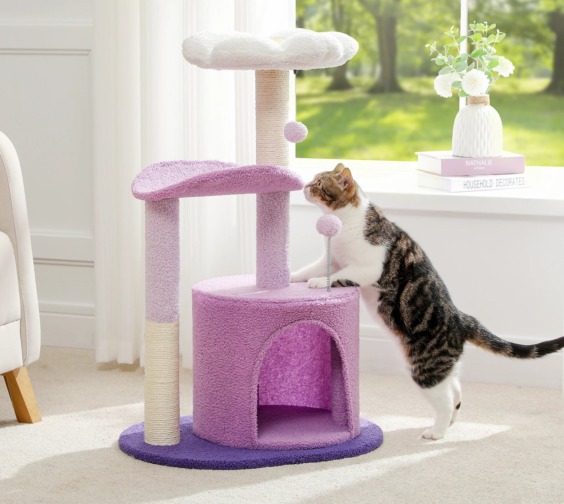 Flower Cat Tree with Natural Sisal Scratching Post, Cozy Cat Condo, Top Perch, Small Cat Tower for Small Indoor Cats, Pet Toys - Your Healthy Version