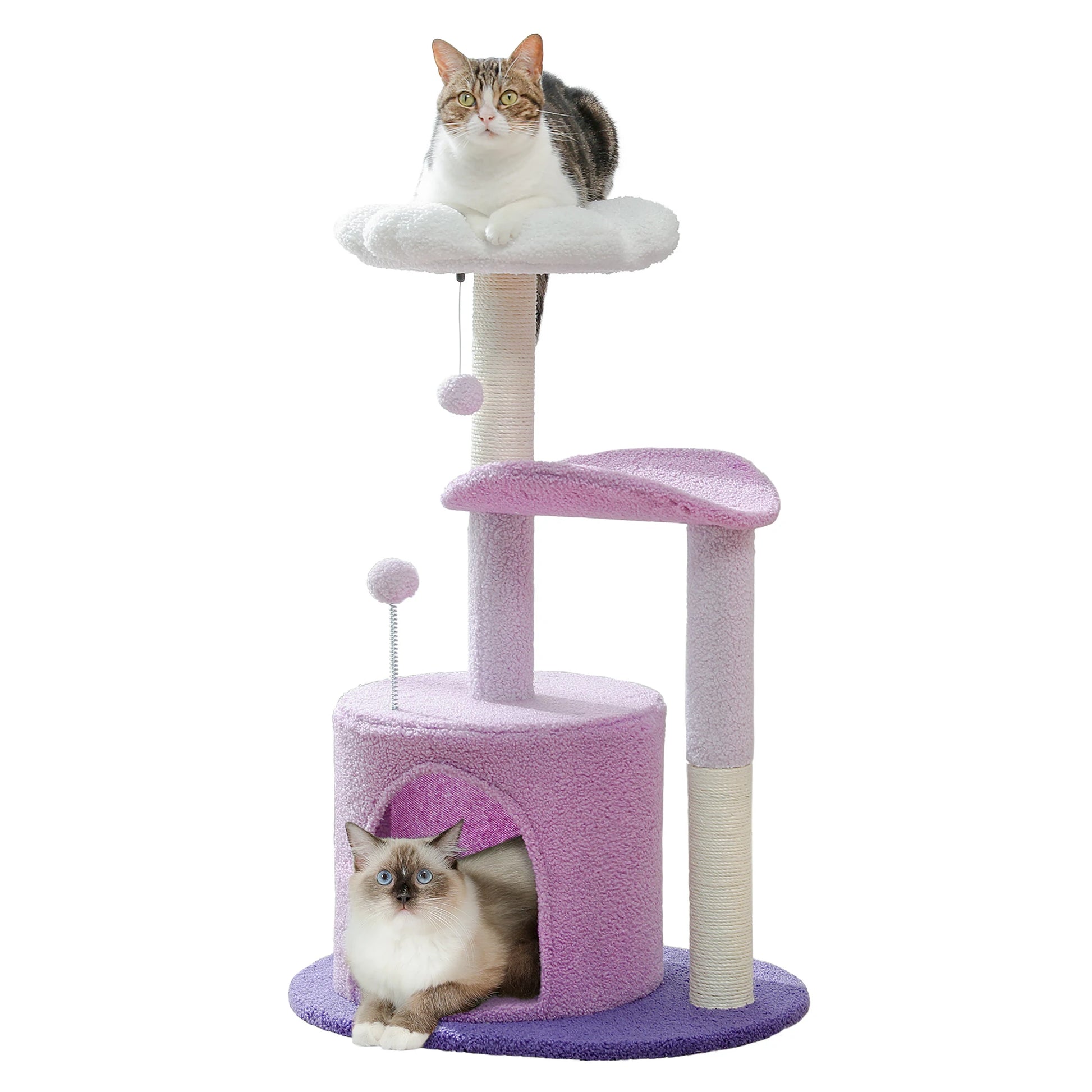Flower Cat Tree with Natural Sisal Scratching Post, Cozy Cat Condo, Top Perch, Small Cat Tower for Small Indoor Cats, Pet Toys - Your Healthy Version