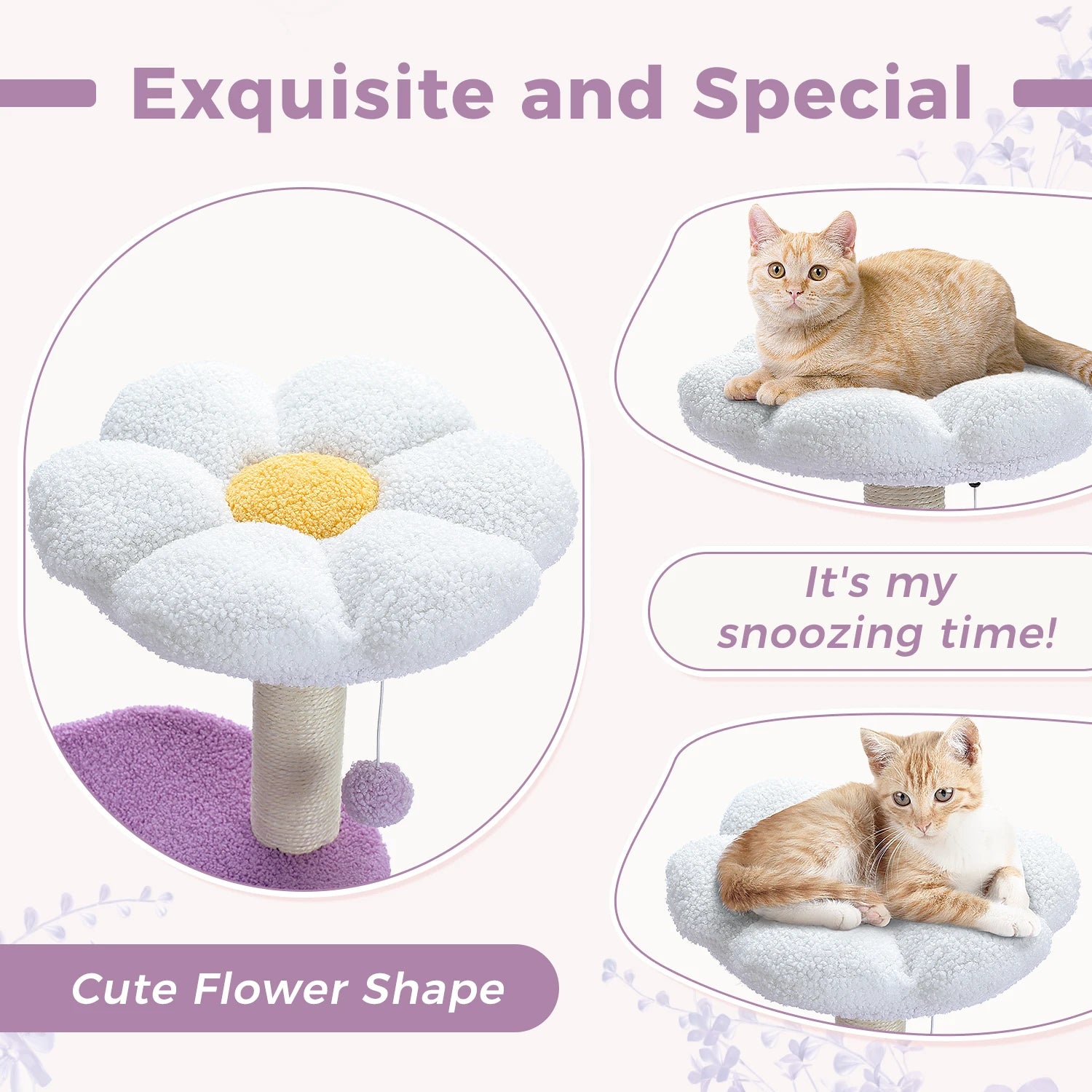 Flower Cat Tree with Natural Sisal Scratching Post, Cozy Cat Condo, Top Perch, Small Cat Tower for Small Indoor Cats, Pet Toys - Your Healthy Version