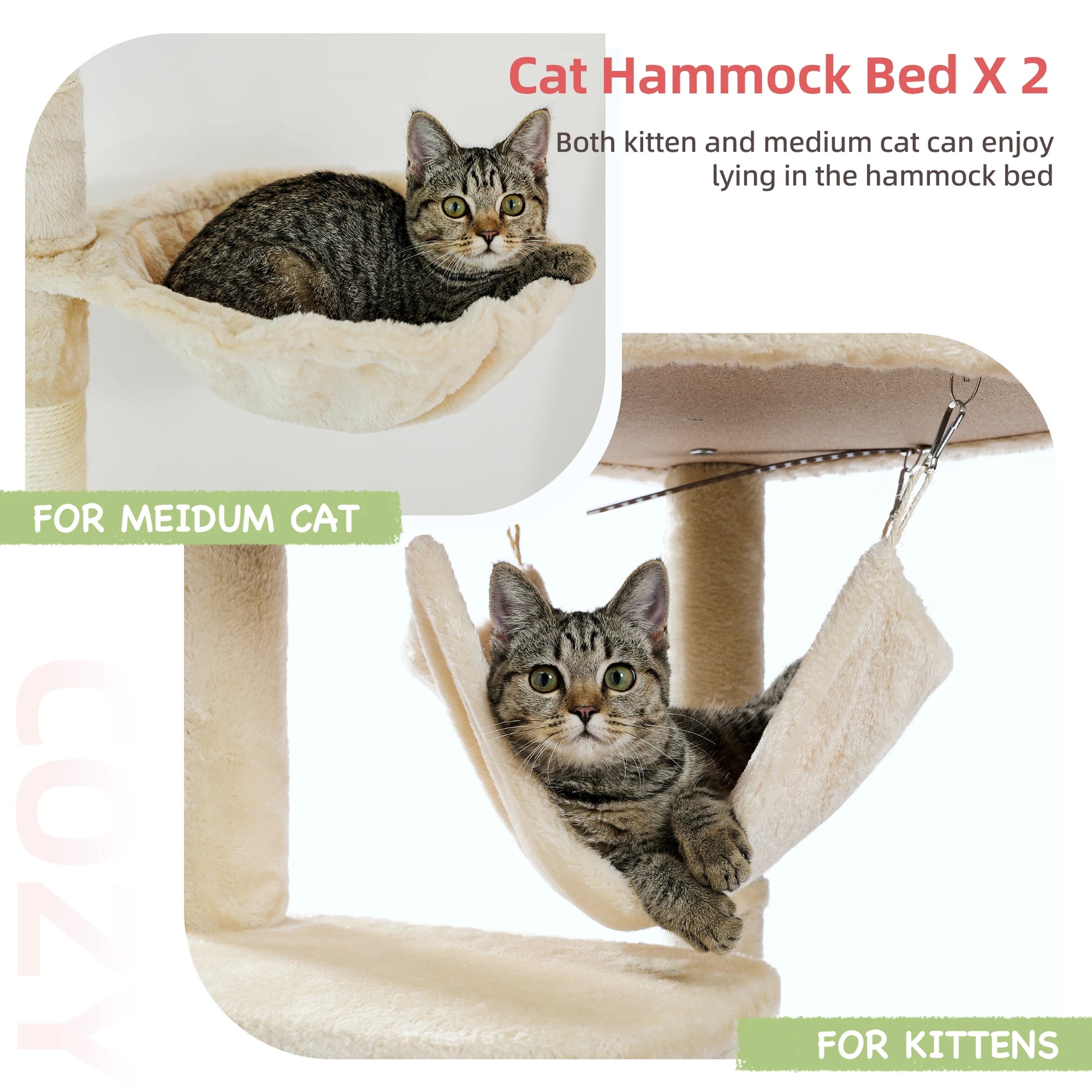 Floor to Ceiling Cat Tree Adjustable Cat Tower Tall Kitty Climbing Play House with Scratching Posts Cozy Condo Perches Hammock - Your Healthy Version