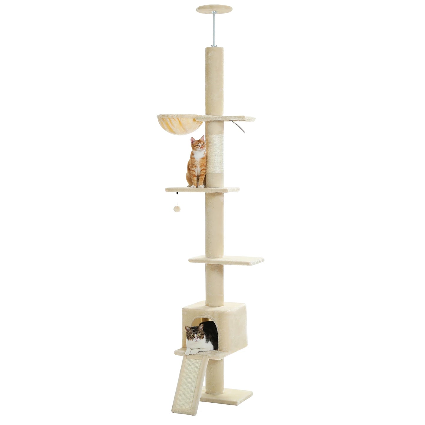 Adjustable 210-274CM Floor to Ceiling Cat Tree Tower 5 Tiers Climbing Tree for Indoor Cats with Condo Scratching Post Ladders - Your Healthy Version