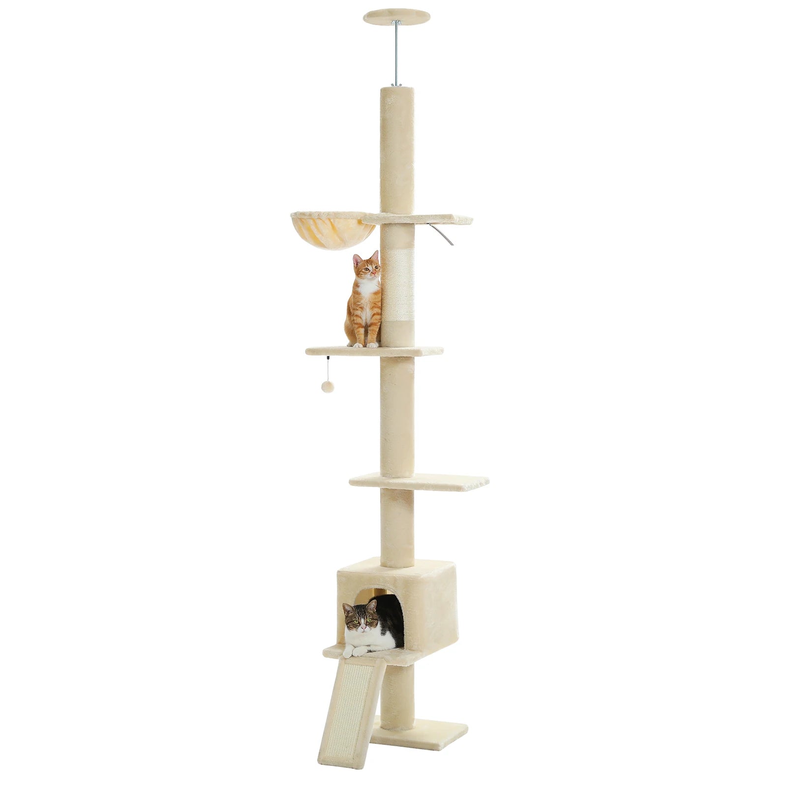 Adjustable 210-274CM Floor to Ceiling Cat Tree Tower 5 Tiers Climbing Tree for Indoor Cats with Condo Scratching Post Ladders - Your Healthy Version