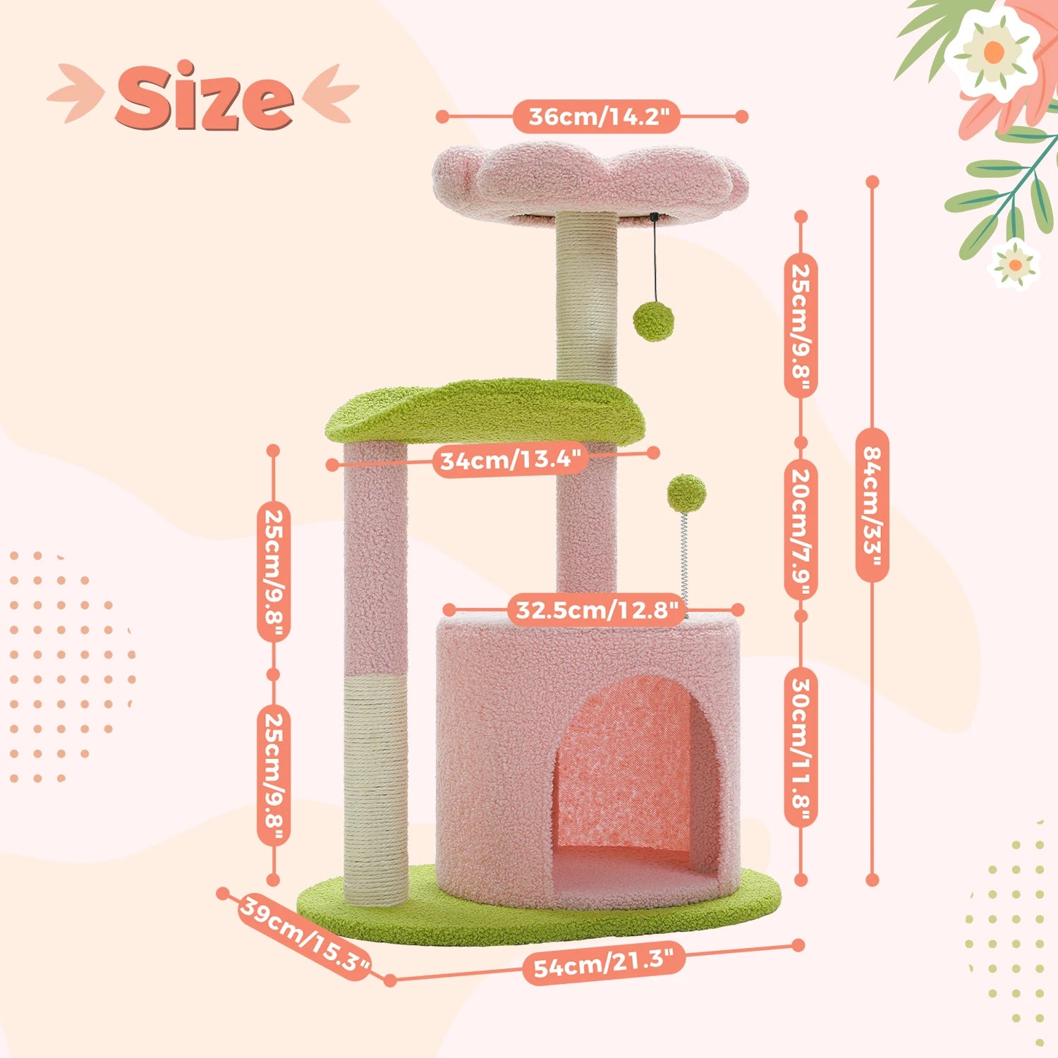 Flower Cat Tree with Natural Sisal Scratching Post, Cozy Cat Condo, Top Perch, Small Cat Tower for Small Indoor Cats, Pet Toys - Your Healthy Version