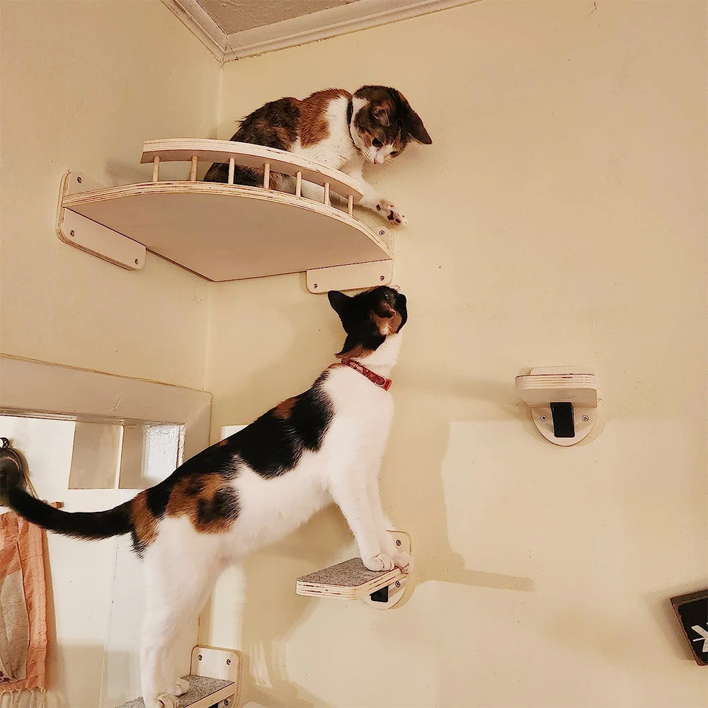 Cat Climbing Shelf Wall Mounted Four Step Stairway With Sisal Scratching Post For Cats Tree Tower Platform Jumping Pet Furniture - Your Healthy Version