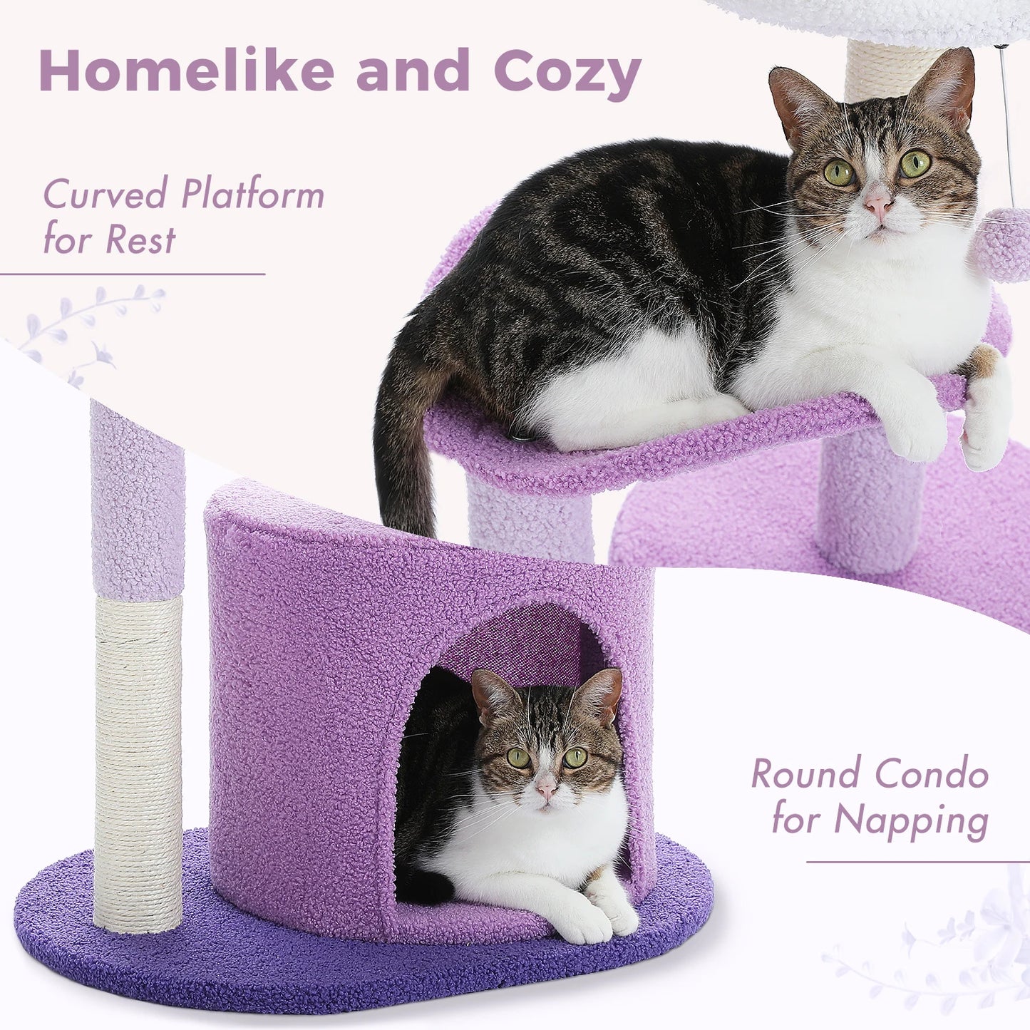 Flower Cat Tree with Natural Sisal Scratching Post, Cozy Cat Condo, Top Perch, Small Cat Tower for Small Indoor Cats, Pet Toys - Your Healthy Version