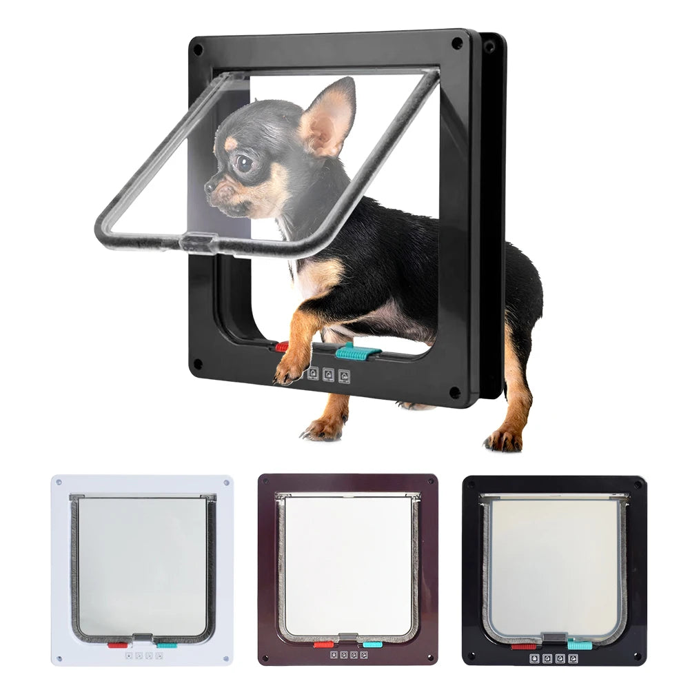 Smart Pet Door 4 Way Lock Security Flap Sliding Door Controllable Switch Cat Puppy Safety Gate Dog Kitten Flap Door Pet Supplies - Your Healthy Version