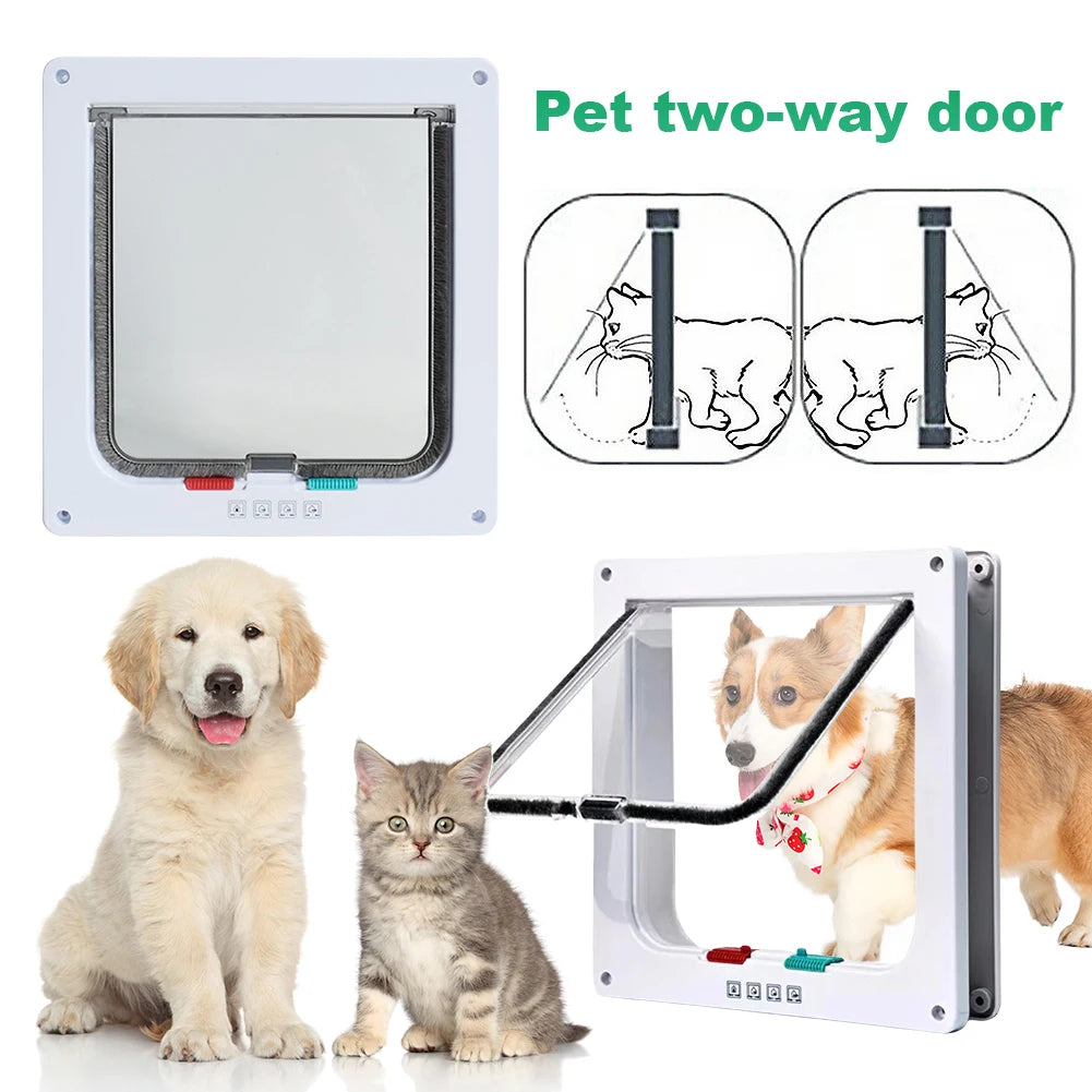 Smart Pet Door 4 Way Lock Security Flap Sliding Door Controllable Switch Cat Puppy Safety Gate Dog Kitten Flap Door Pet Supplies - Your Healthy Version