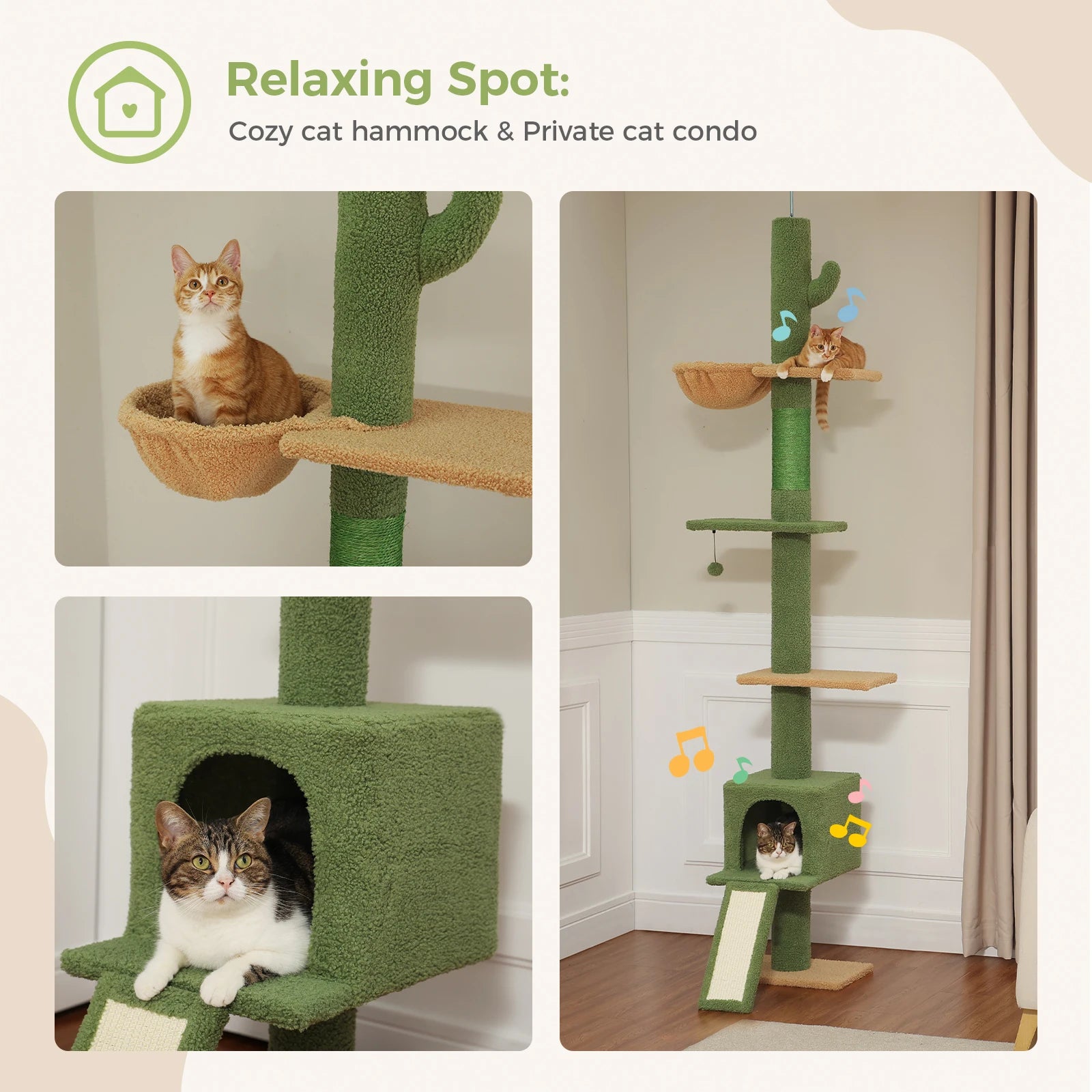 Adjustable 210-274CM Floor to Ceiling Cat Tree Tower 5 Tiers Climbing Tree for Indoor Cats with Condo Scratching Post Ladders - Your Healthy Version